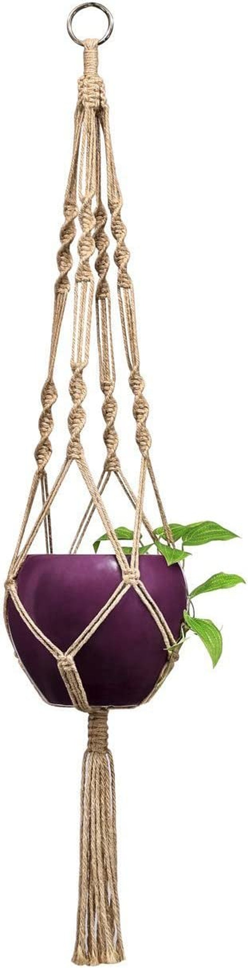 Set of 2 Macrame Plant Hangers - 40 Inch Decorative Jute Rope Indoor/Outdoor Flower Pot Holders with 4 Legs, Brown