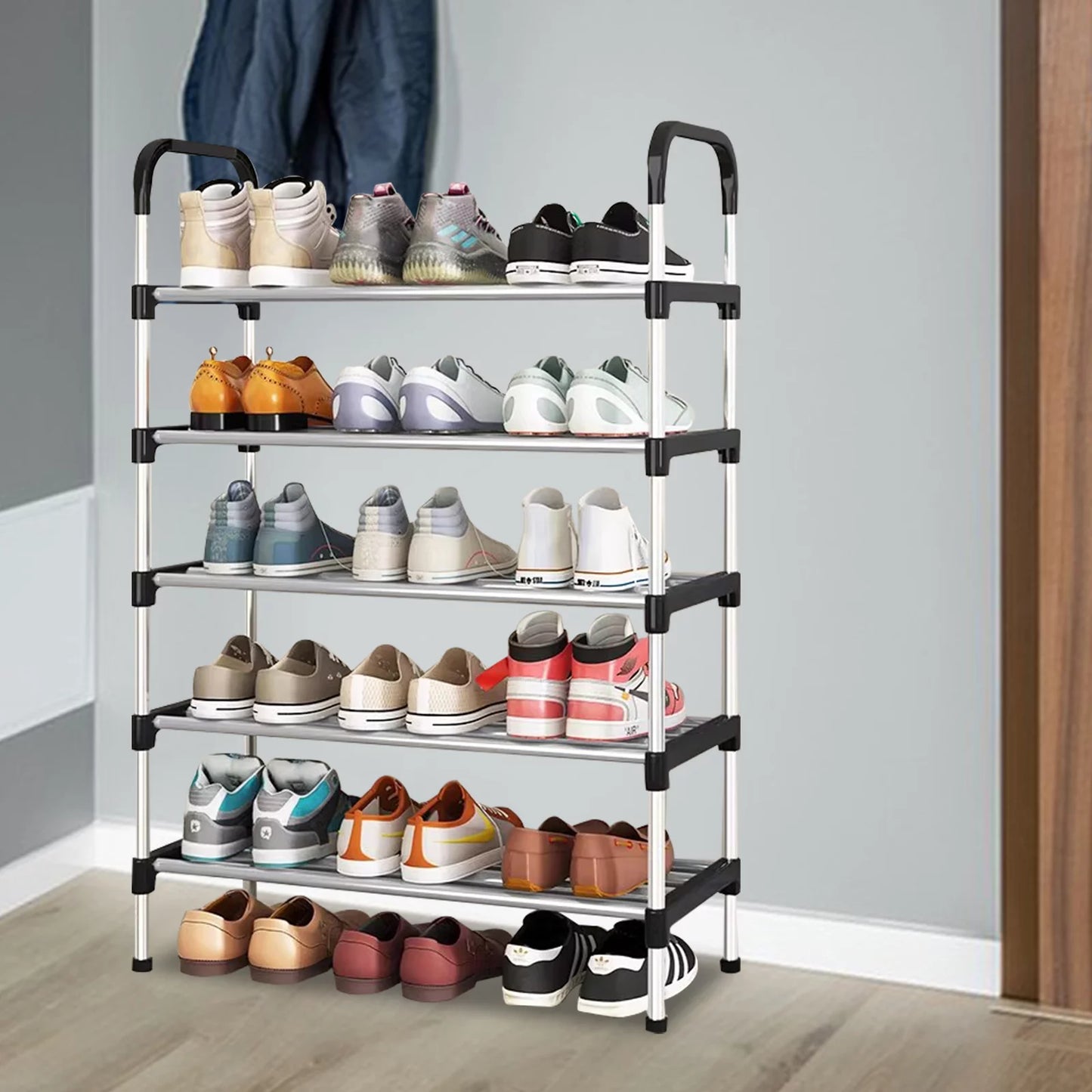YOYTOO 5-Tier Stackable Metal Shoe Rack - Organize Up to 15 Pairs of Shoes for Closet and Entryway Storage