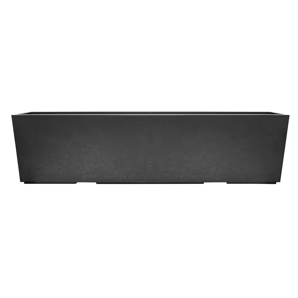 Fiorella Medium Black Rubber Self-Watering Table Trough Planter with Drainage Holes (6.2 In. L X 24 In. W X 6 In. H)