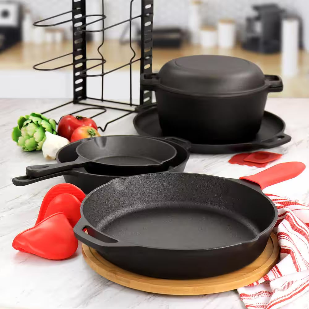 12-Piece round Pre Seasoned Cast Iron Cookware Set