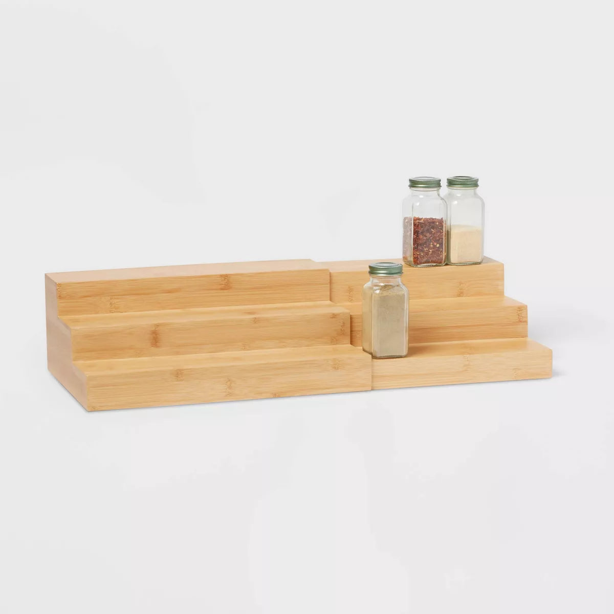 Bamboo Expandable Spice Rack Brown - Brightroom™: Freestanding Spice Organizer, Varnished Kitchen Shelf, 14" Width