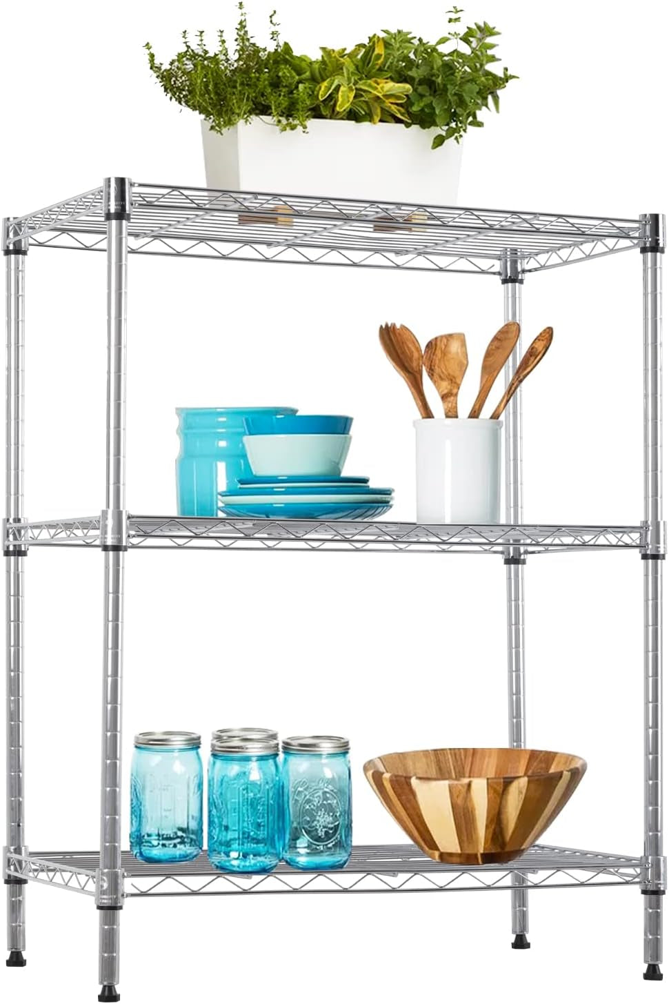 Bestoffice | 6-Tier Wire Storage Shelves with Wheels | 18X48X78 | Chrome | Adjustable Racks | Heavy-Duty Metal Shelf, Holds Upto 600 Lbs | No-Tool Assembly | Ideal for Home & Garage Shelving
