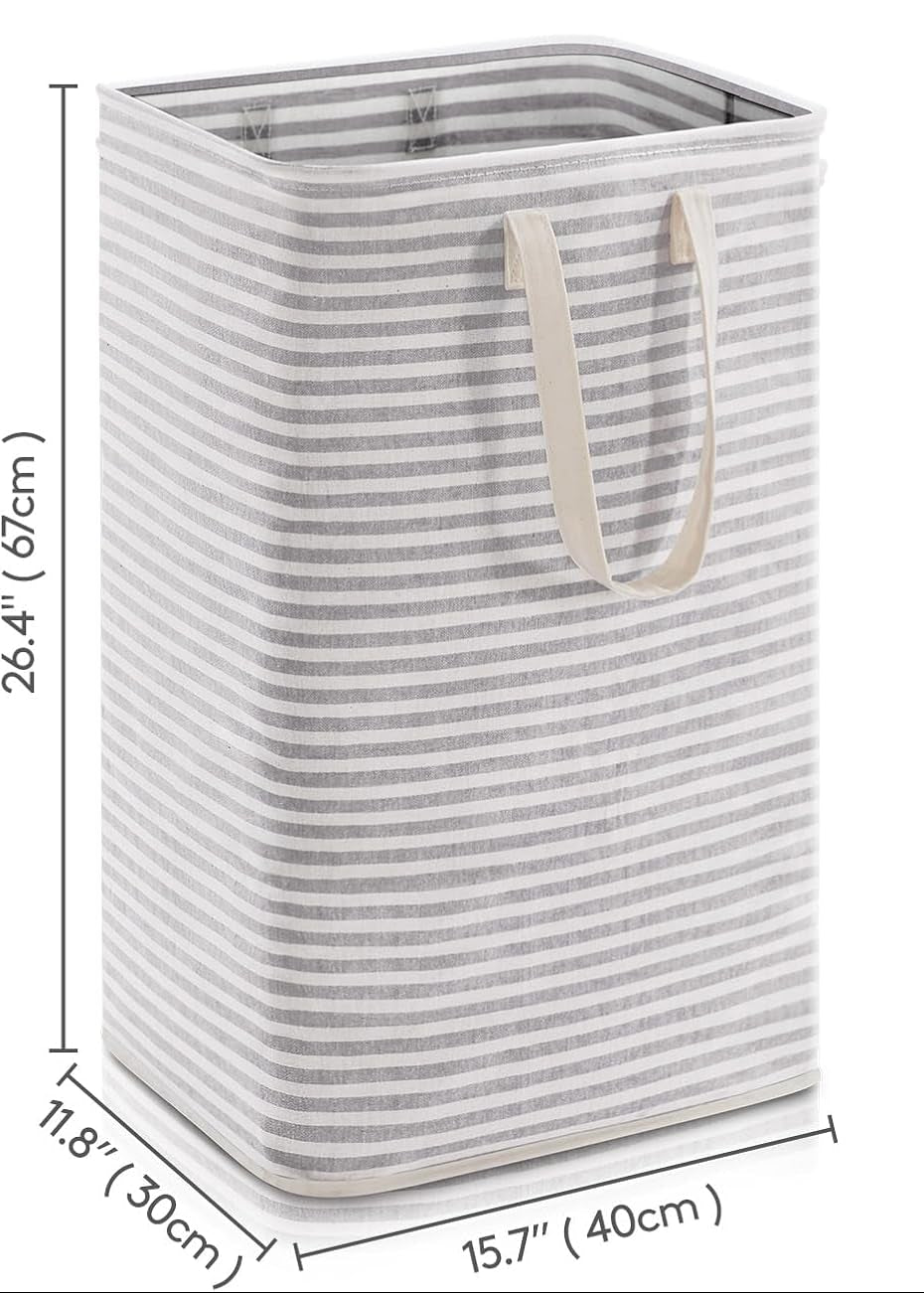 80L Collapsible Laundry Basket with Reinforced Handles, Waterproof Design for Bedroom and Laundry Room, Grey