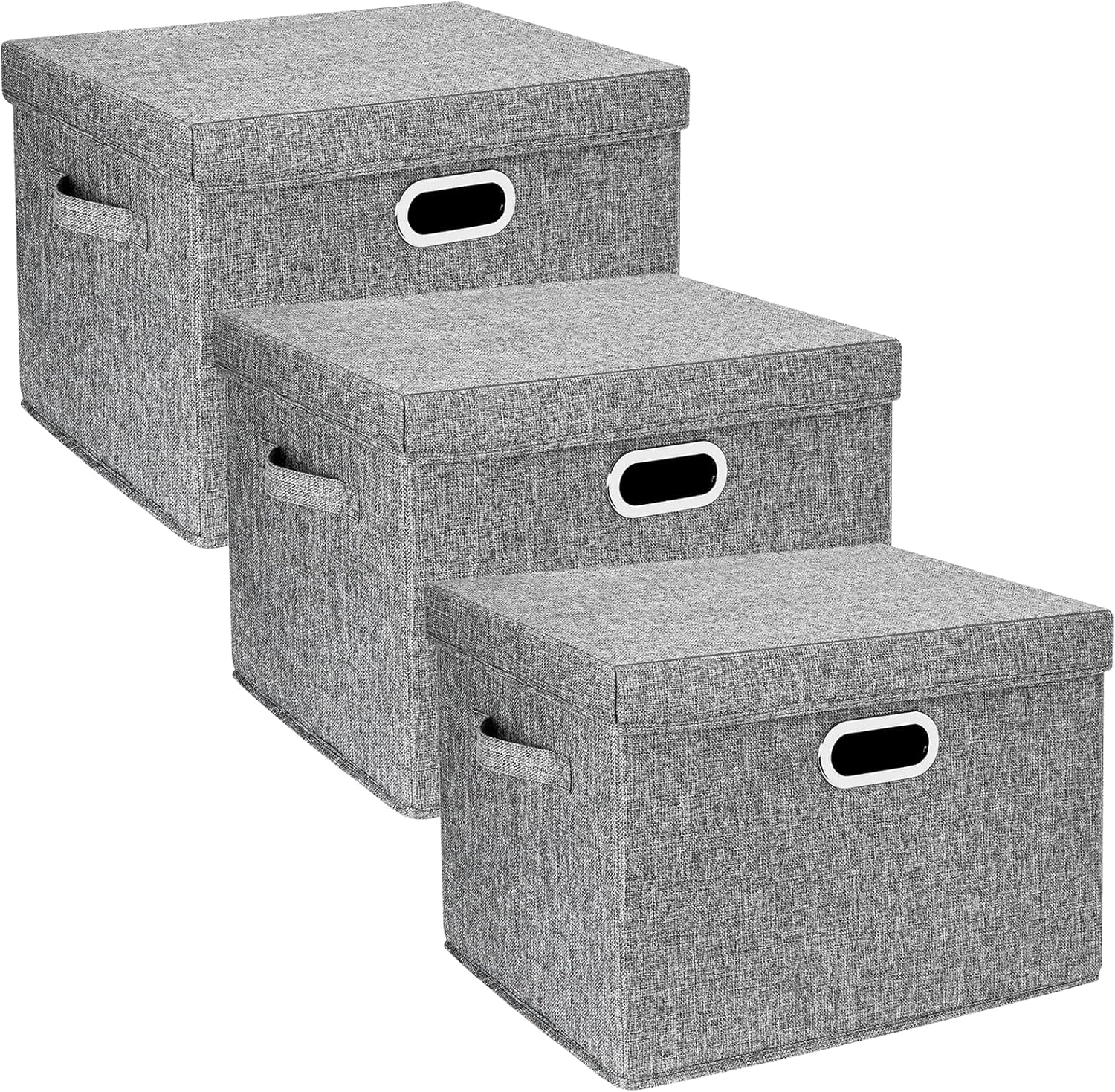 TYEERS Collapsible Storage Bins with Lids, Large Fabric Storage Boxes - 2 Pack - Classic Blue