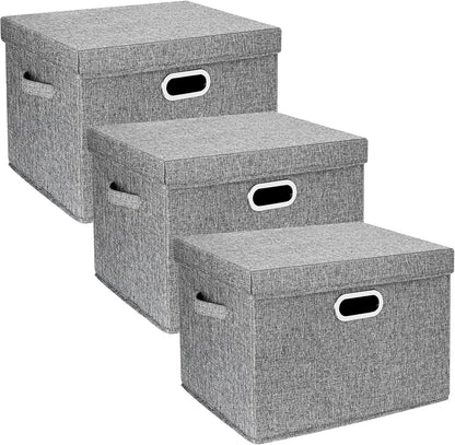 TYEERS Collapsible Storage Bins with Lids, Large Fabric Storage Boxes - 2 Pack - Classic Blue
