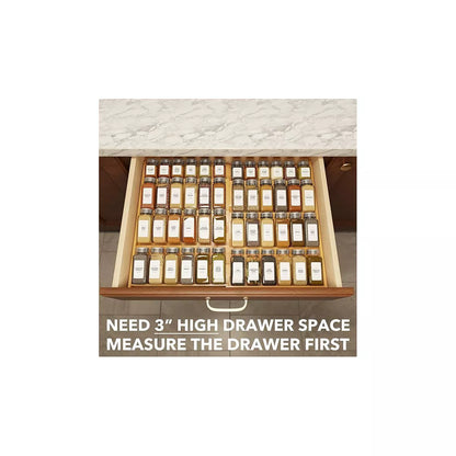 Bamboo Spice Drawer Organizer, Expandable 4 Tier Spices Rack for Cabinet Drawer,(Jars Not Included, from 12" to 23" Wide)