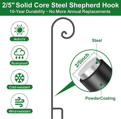 BEAU JARDIN 48-Inch Heavy Duty Shepherd Hooks - 2 Pack, No Assembly Required - Perfect for Hanging Plants, Bird Feeders, Lanterns, and Wedding Decor