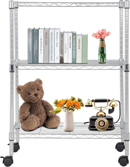 Bestoffice | 6-Tier Wire Storage Shelves with Wheels | 18X48X78 | Chrome | Adjustable Racks | Heavy-Duty Metal Shelf, Holds Upto 600 Lbs | No-Tool Assembly | Ideal for Home & Garage Shelving