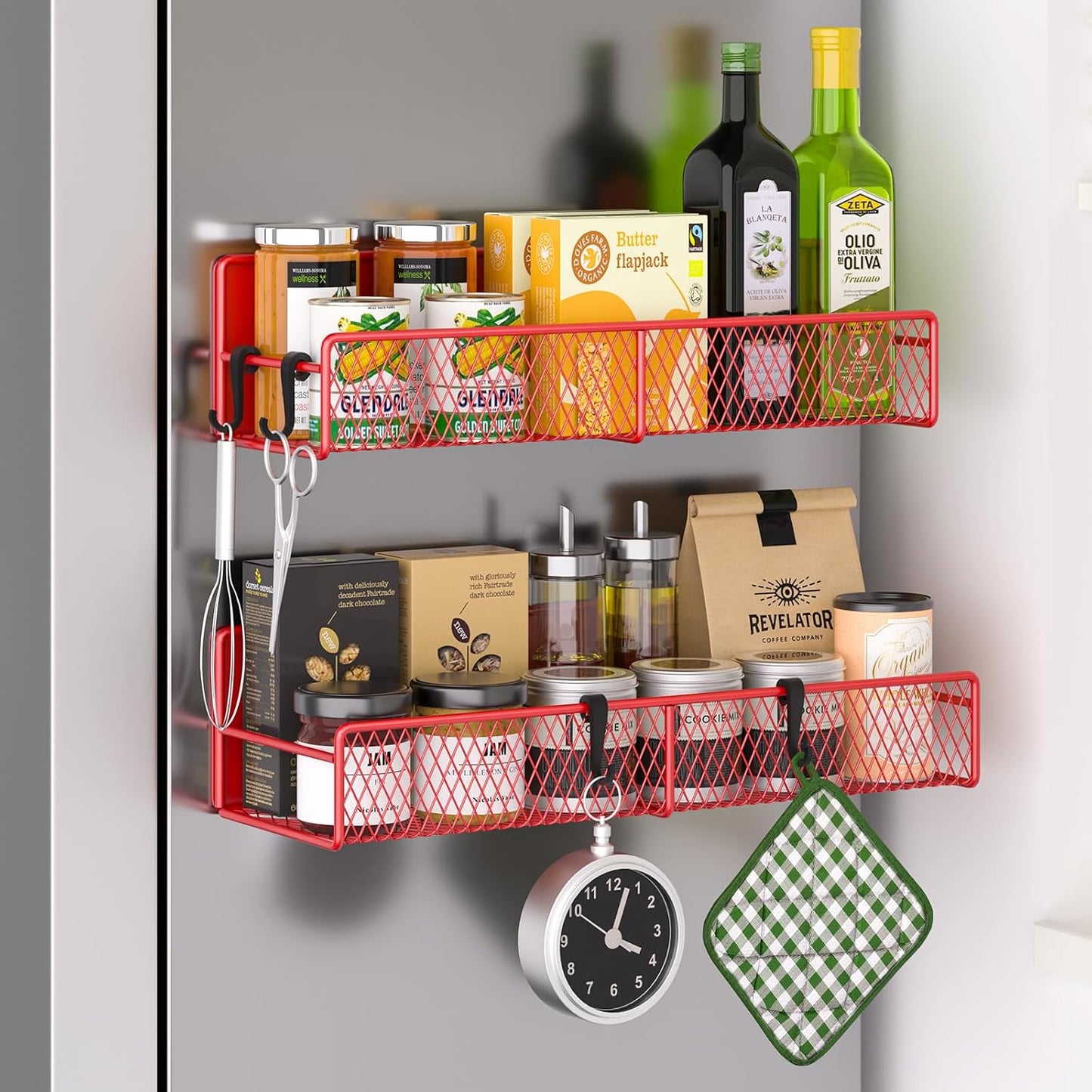 Magnetic spice rack shelf, 10-piece set option