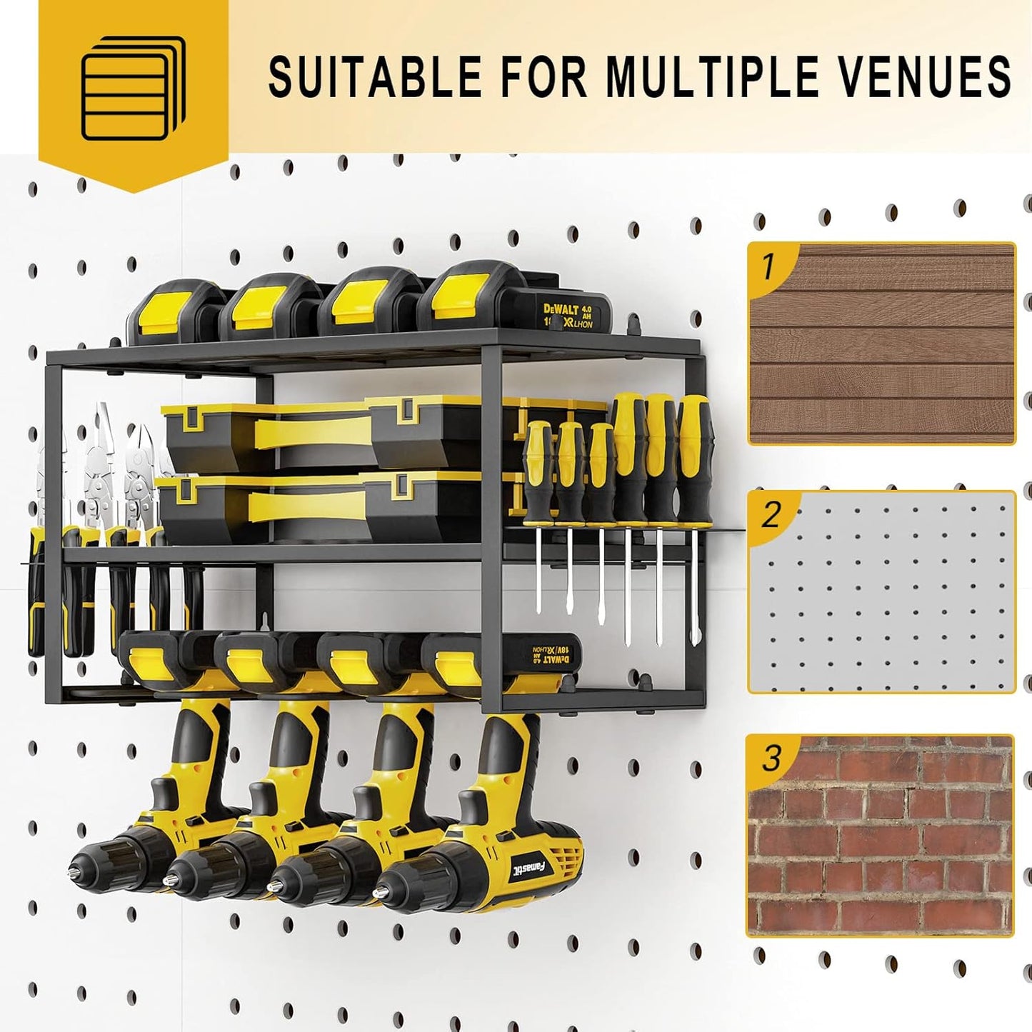 Power Tool Organizer- Power Drill Tool Holder- Heavy Duty Tool Shelf & 1 Pack 3