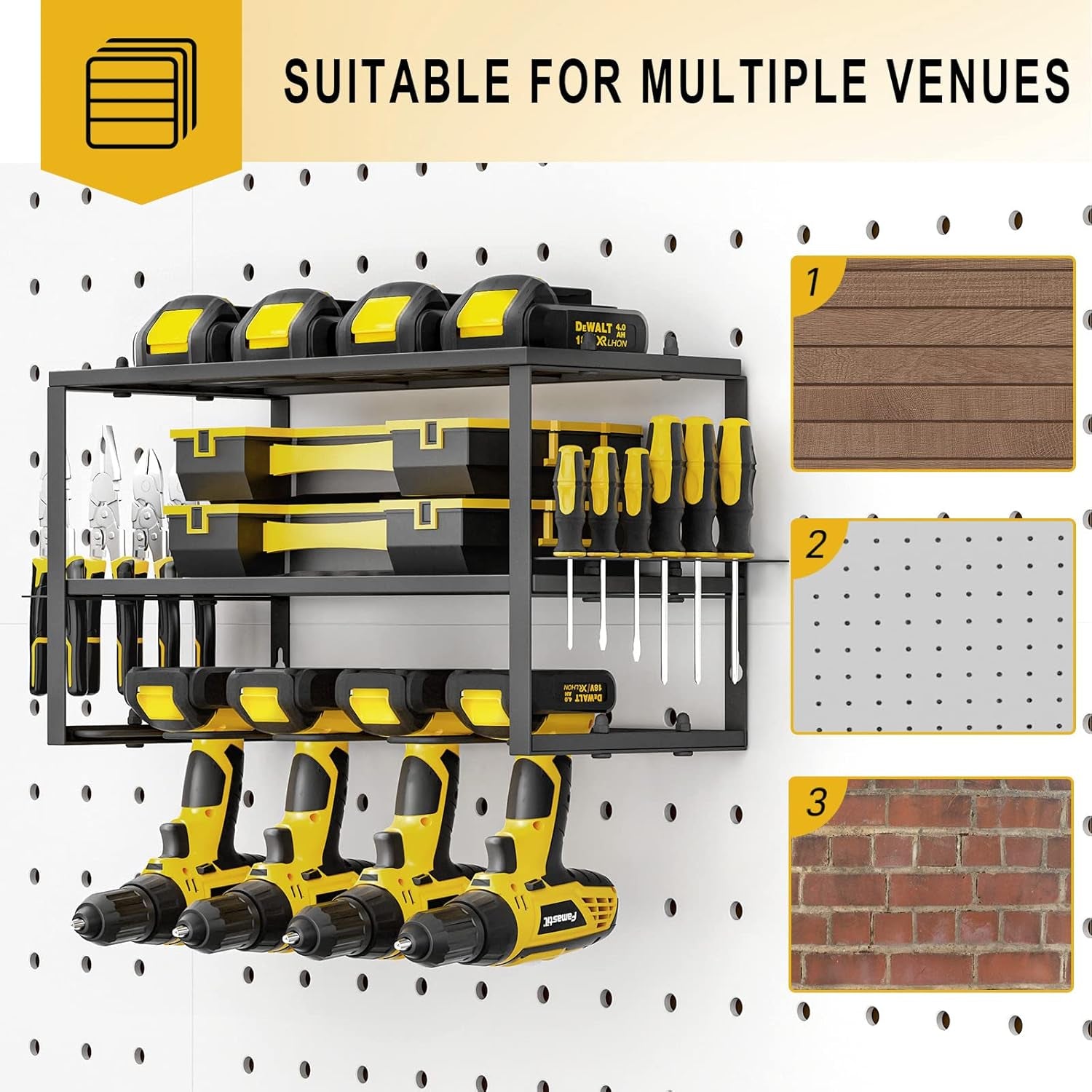 Power Tool Organizer- Power Drill Tool Holder- Heavy Duty Tool Shelf & 1 Pack 3