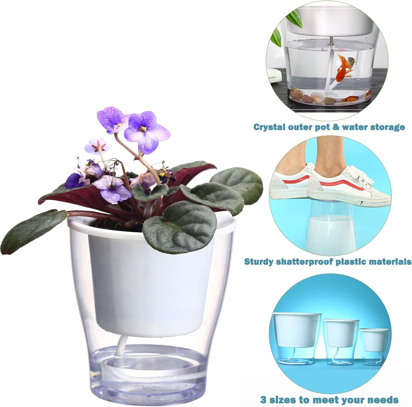 Transform your indoor jungle with our 3-Pack of 7" Clear Self-Watering Planters! Perfect for African Violets, Herbs, Orchids, and more! 🌱✨ #IndoorGardening #PlantLove