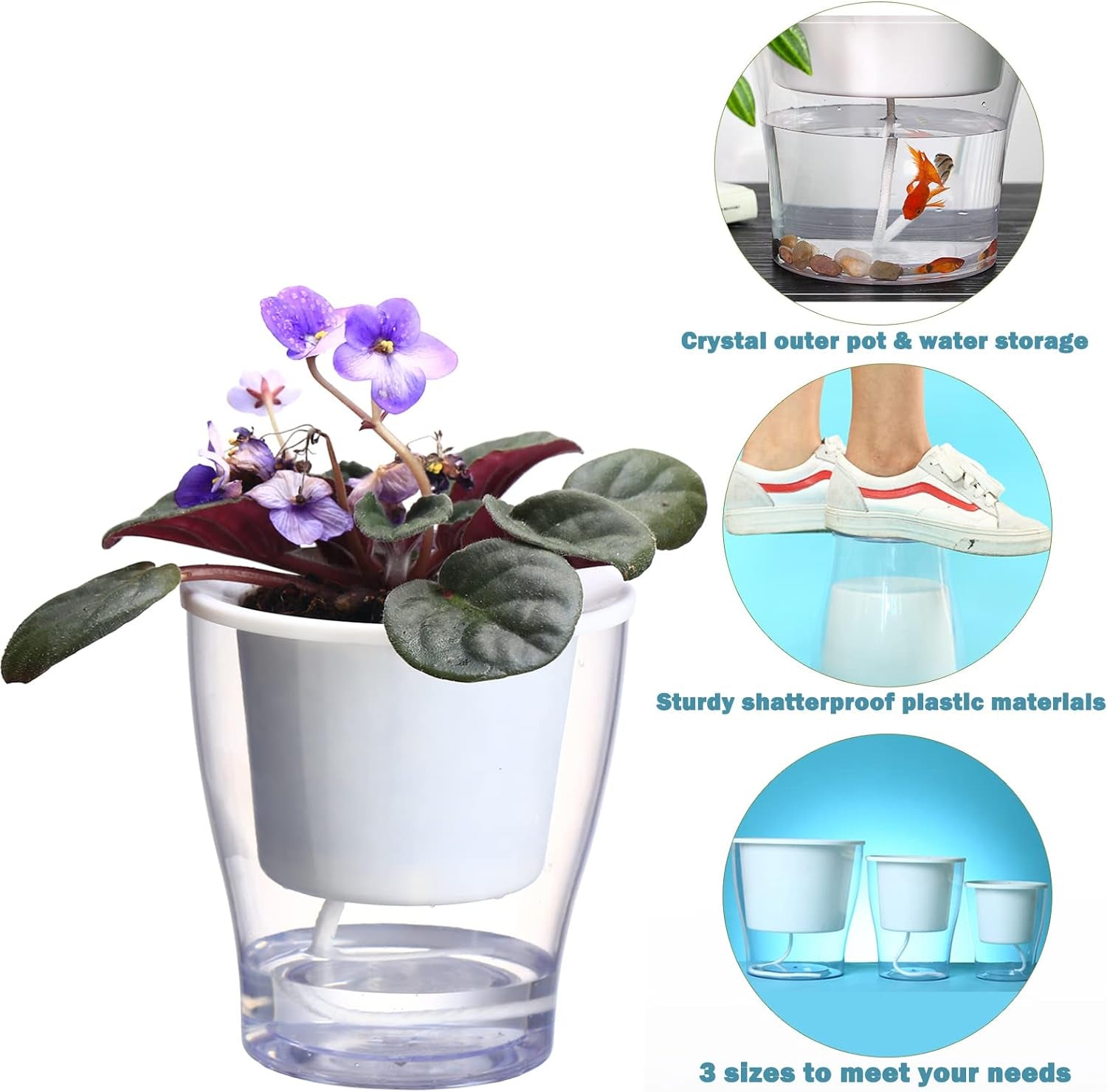 Transform your indoor jungle with our 3-Pack of 7" Clear Self-Watering Planters! Perfect for African Violets, Herbs, Orchids, and more! 🌱✨ #IndoorGardening #PlantLove