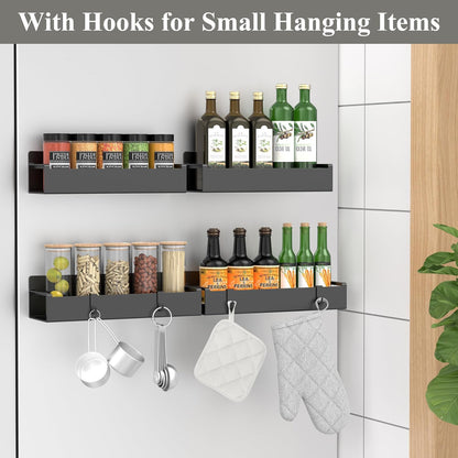 Magnetic fridge spice rack mounted on a refrigerator