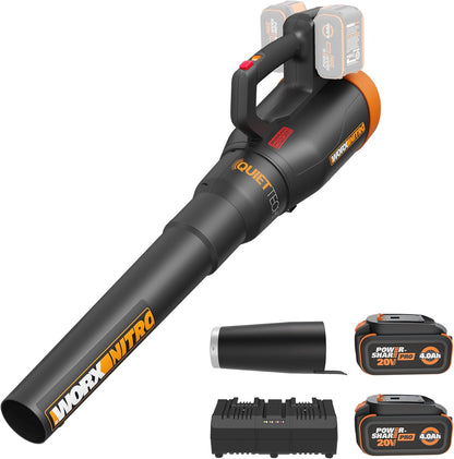 WORX Cordless Leaf Blower, Electric Blower with Turbine Fan, Blowers for Lawn Care with 2 Speed Control, Battery & Charger Included, WG547