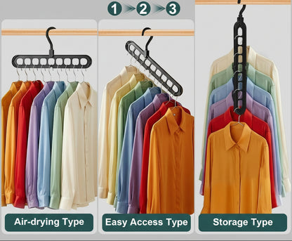 Pack of 6 Multifunctional Organizer Magic Space Saving Hangers with 9 Holes Storage Organization for Wardrobe Closet