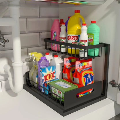 Under Sink Organizer, Pull Out Cabinet Organizer 2 Tier Slide Out Sink Shelf Cabinet Storage Shelves, under Sink Storage