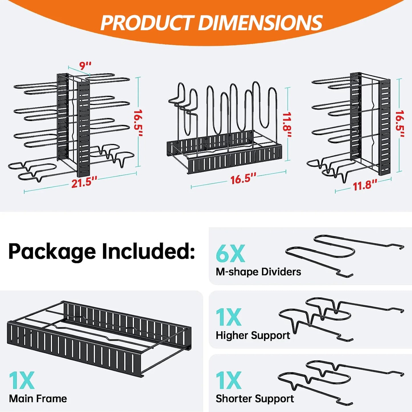 Maximize Your Kitchen Space with PHANCIR 8-Tier Adjustable Pots and Pans Organizer Rack - Heavy Duty Metal Design with Anti-Slip Silicone Pad!