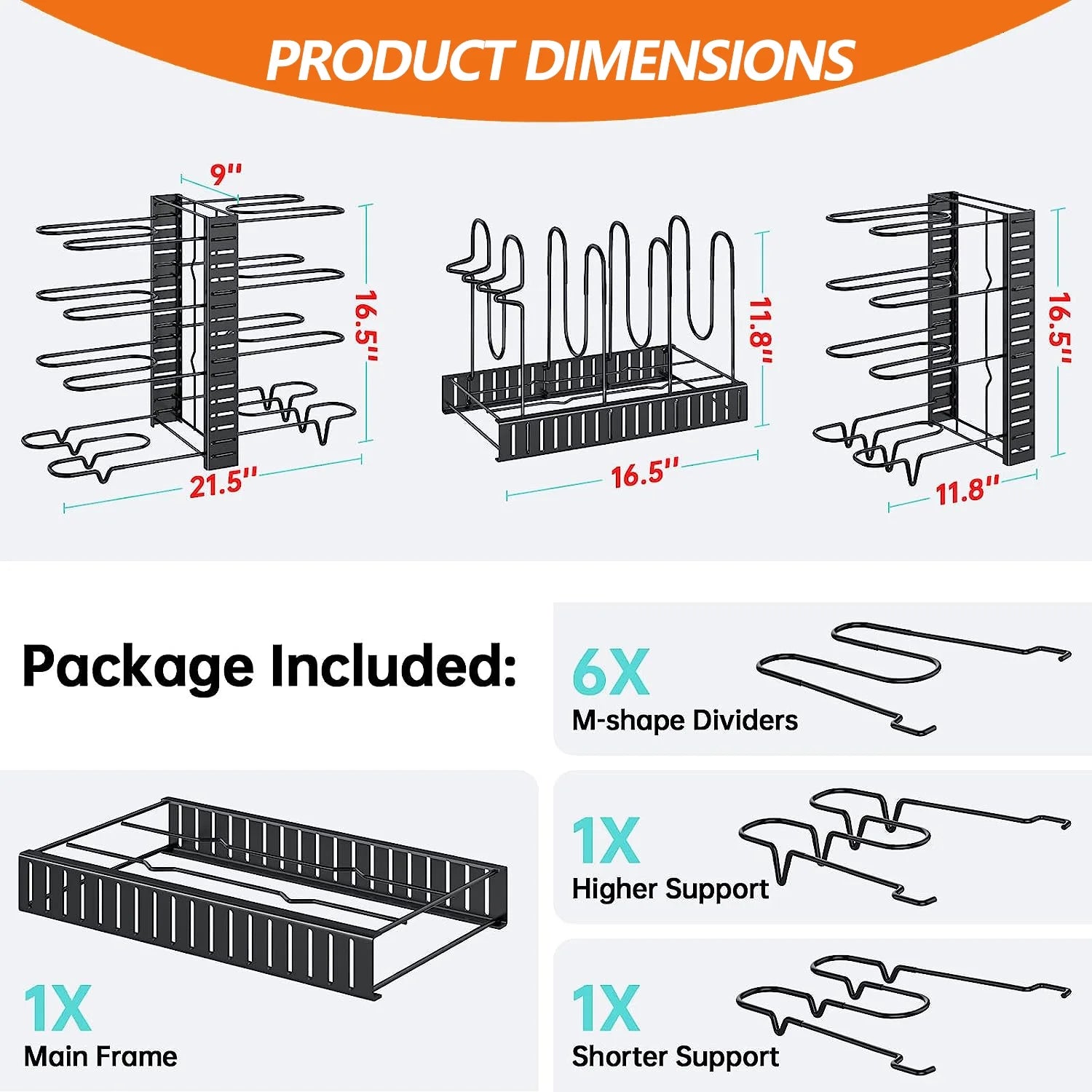 Maximize Your Kitchen Space with PHANCIR 8-Tier Adjustable Pots and Pans Organizer Rack - Heavy Duty Metal Design with Anti-Slip Silicone Pad!