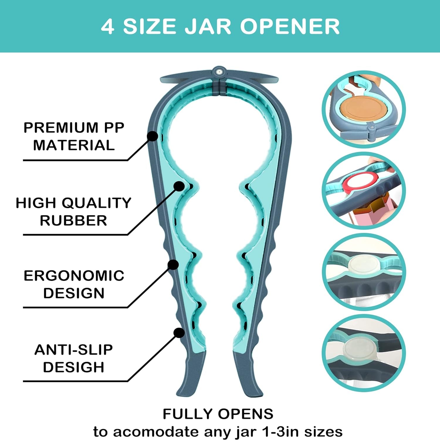 5-in-1 jar opener in use on a jar lid