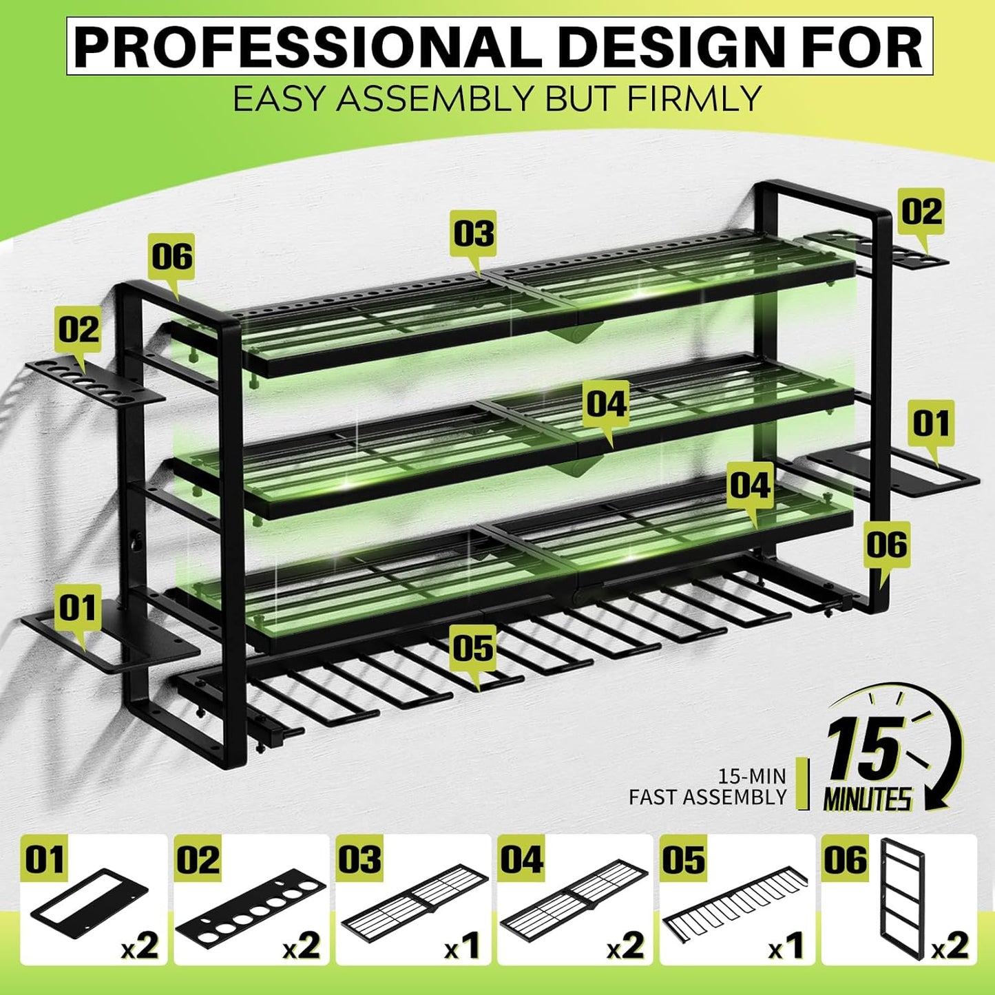 Hipidian Fathers Day Best Gifts for Daddy, Heavy Duty Power Tool Organizer Wall Mount- 400Lb Capacity 4-Tier Storage Rack with 8 Drill Holders for Garage Tools, Birthday Gifts for Men Dad Husband