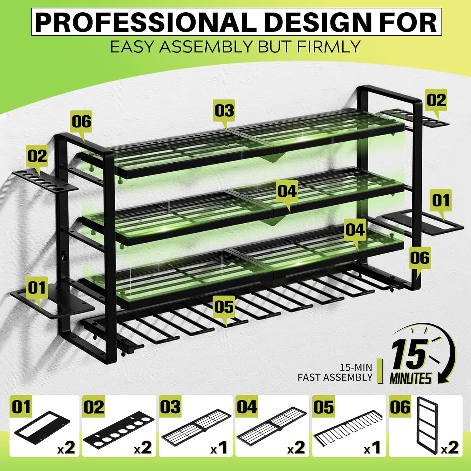 Hipidian Fathers Day Best Gifts for Daddy, Heavy Duty Power Tool Organizer Wall Mount- 400Lb Capacity 4-Tier Storage Rack with 8 Drill Holders for Garage Tools, Birthday Gifts for Men Dad Husband