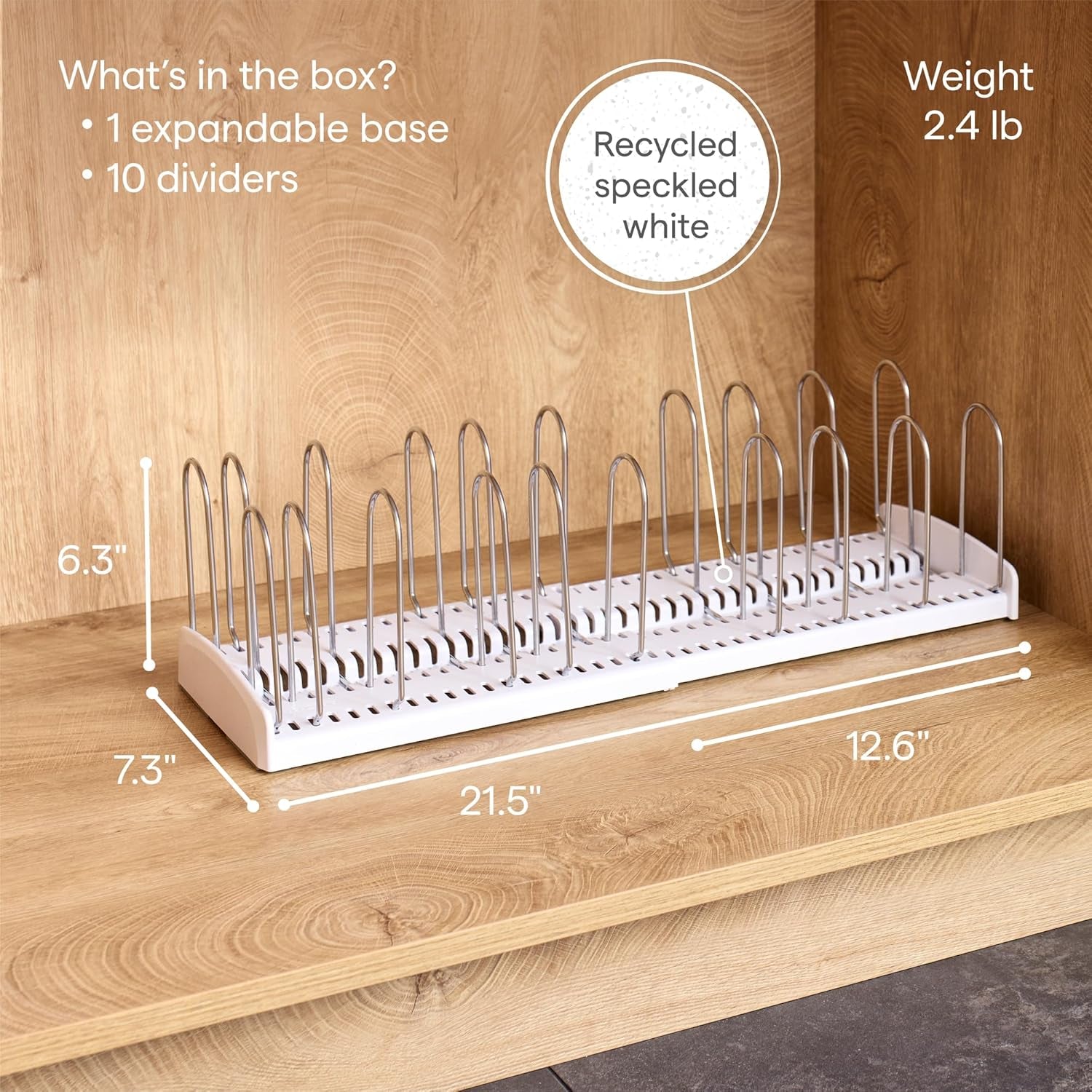 Youcopia Storemore Pan + Lid Rack, Expandable Pot Lid Organizer, Adjustable