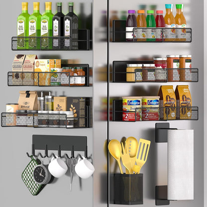Magnetic spice rack shelf, close-up of paper towel bar
