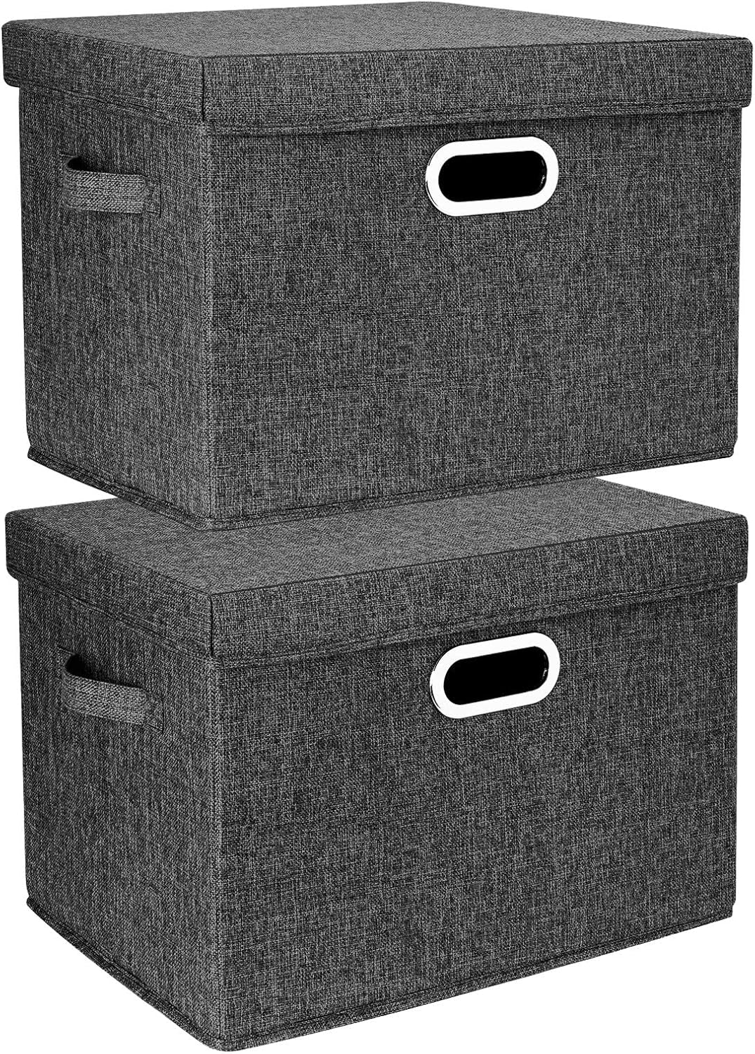 TYEERS Collapsible Storage Bins with Lids, Large Fabric Storage Boxes - 2 Pack - Classic Blue
