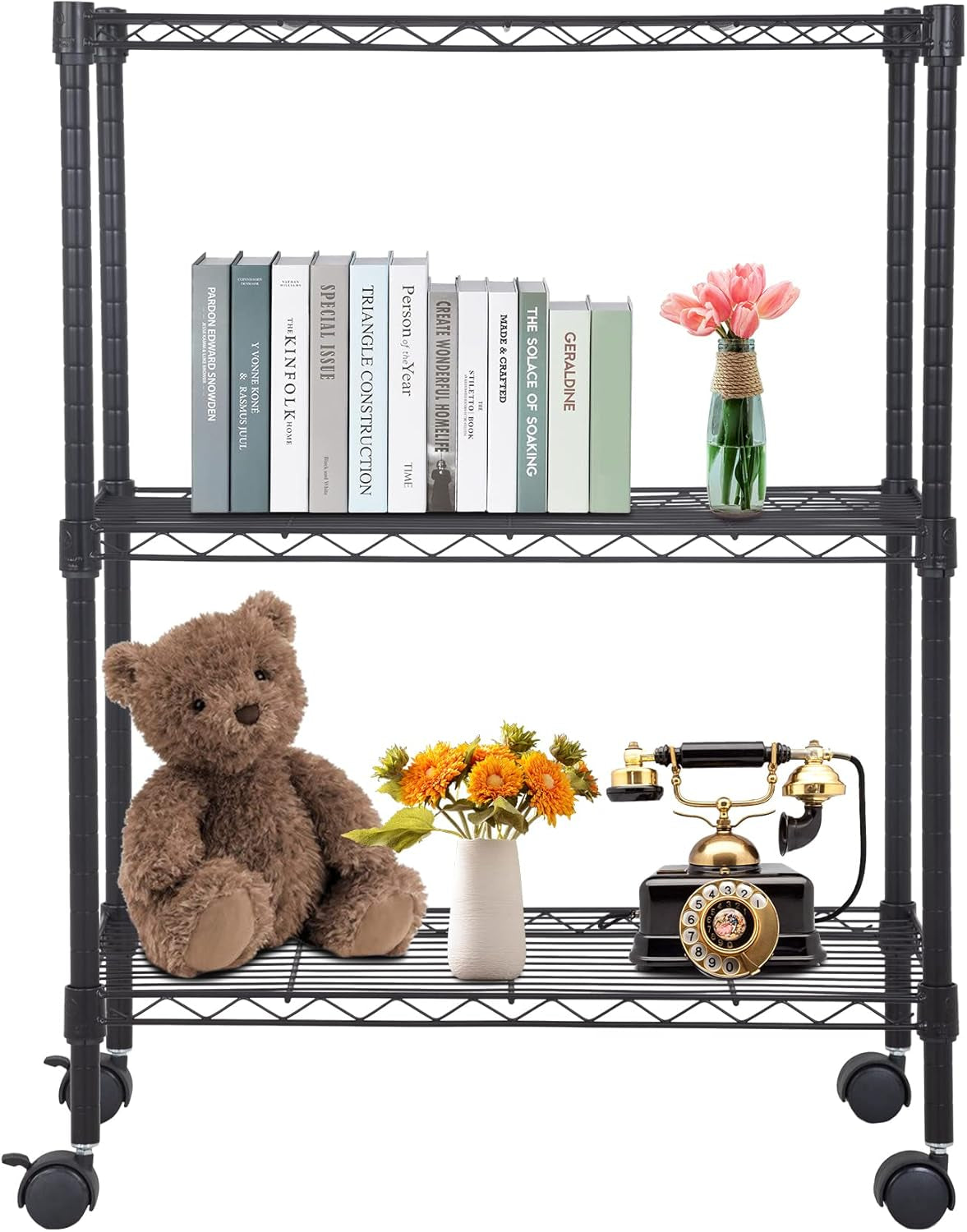 Bestoffice | 6-Tier Wire Storage Shelves with Wheels | 18X48X78 | Chrome | Adjustable Racks | Heavy-Duty Metal Shelf, Holds Upto 600 Lbs | No-Tool Assembly | Ideal for Home & Garage Shelving