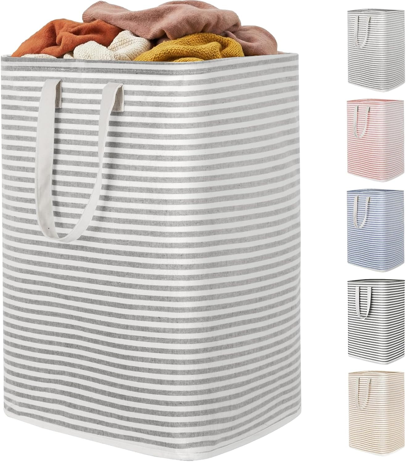 Lifewit 80L Collapsible Laundry Basket with Reinforced Handles, Waterproof Design for Bedroom and Laundry Room, Grey