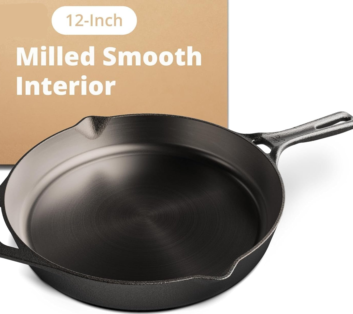 12-Inch Cast Iron Skillet - Smooth Milled & Organically Pre-Seasoned for Perfect Cooking Every Time!