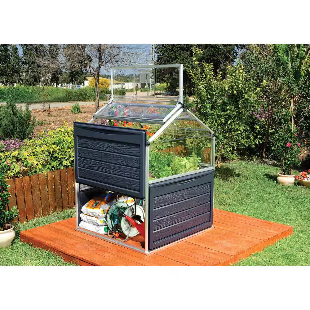 Plant Inn 4 Ft. X 4 Ft. Gray/Clear Raised Bed Polycarbonate DIY Greenhouse Kit