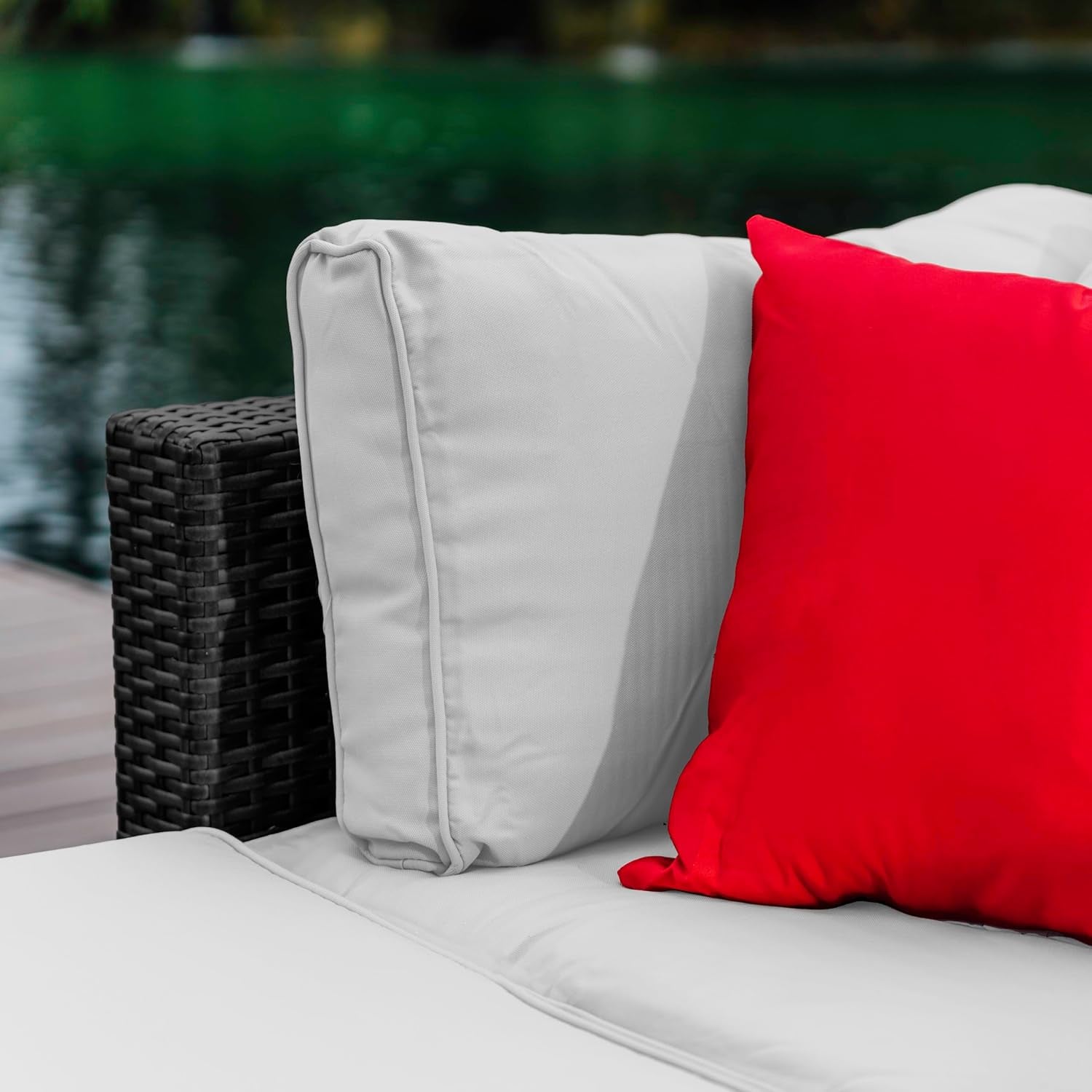 Nestl Outdoor Sectional Patio Furniture Set – 5 Piece Outdoor Patio Furniture Set with Outdoor Couch and Sectional Seating - Black with off White Cushions, Standard