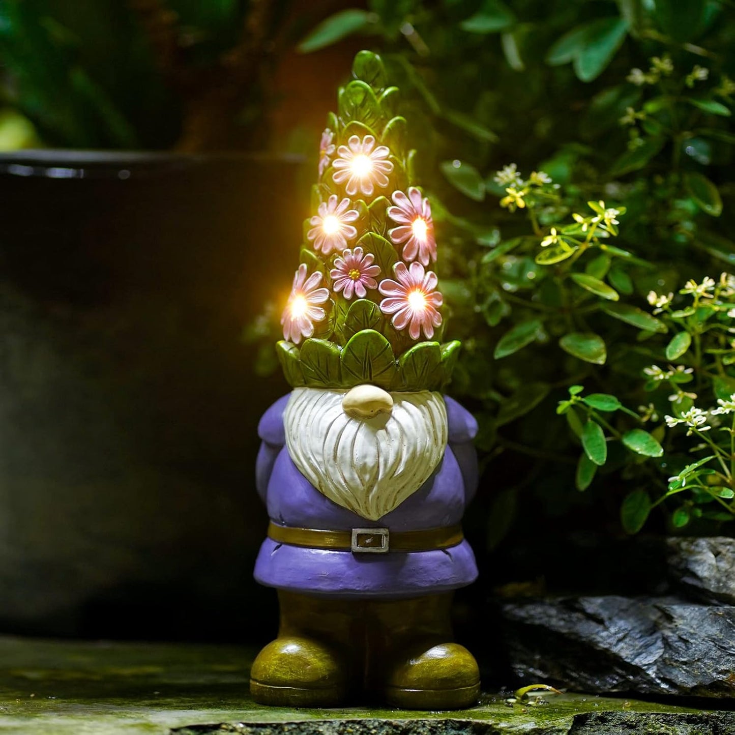 Solar garden statue nightlight, all five styles together