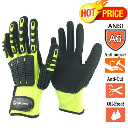 Nmsafety ANSI Cut Level A6 Cut Resistant Safety Garden Work Glove anti Vibration Mechanic Hand Protection Running Gloves