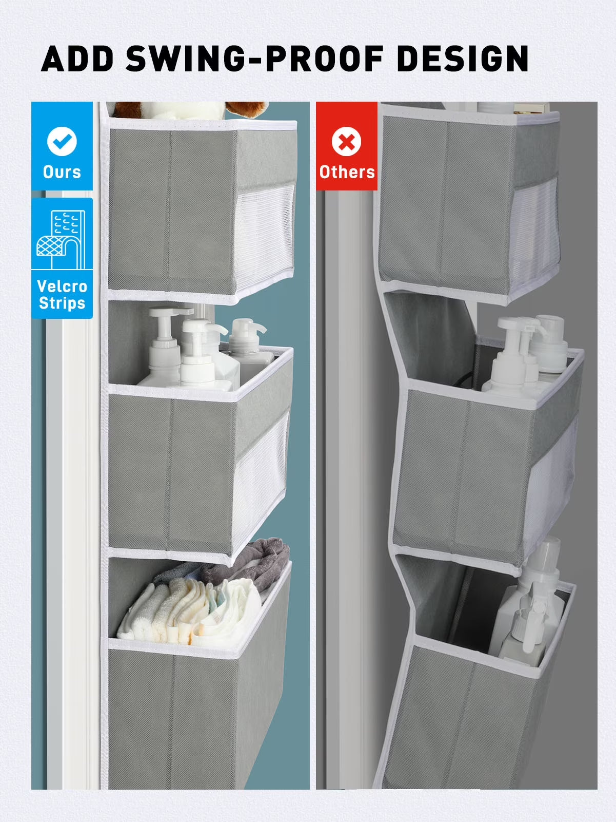 Lazyspin 6-Shelf over the Door Organizer, Door Hanging Storage, Gray