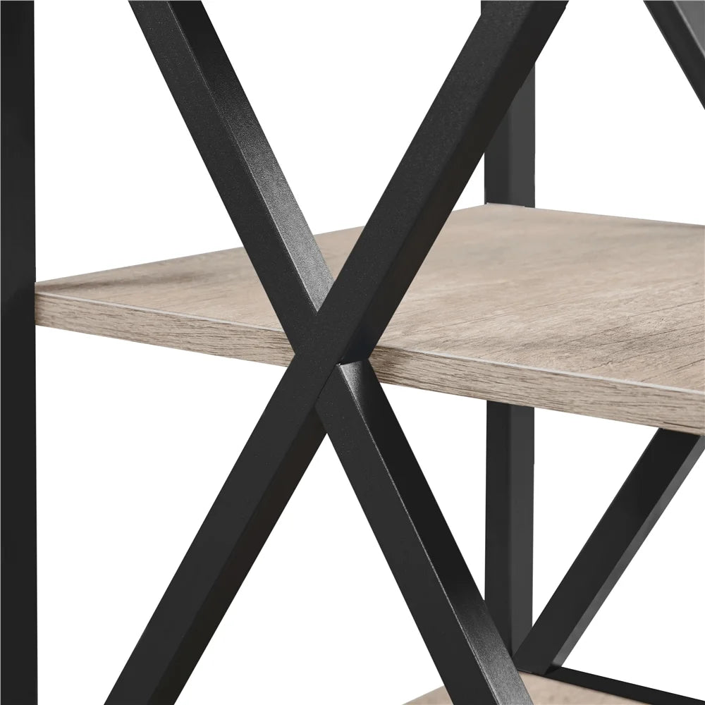 Alden Design 3 Tier X Frame Side Table for Living Room, Gray