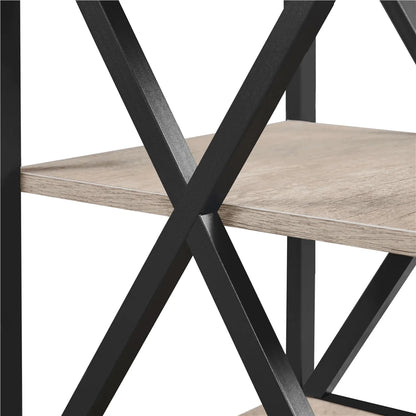 Alden Design 3 Tier X Frame Side Table for Living Room, Gray