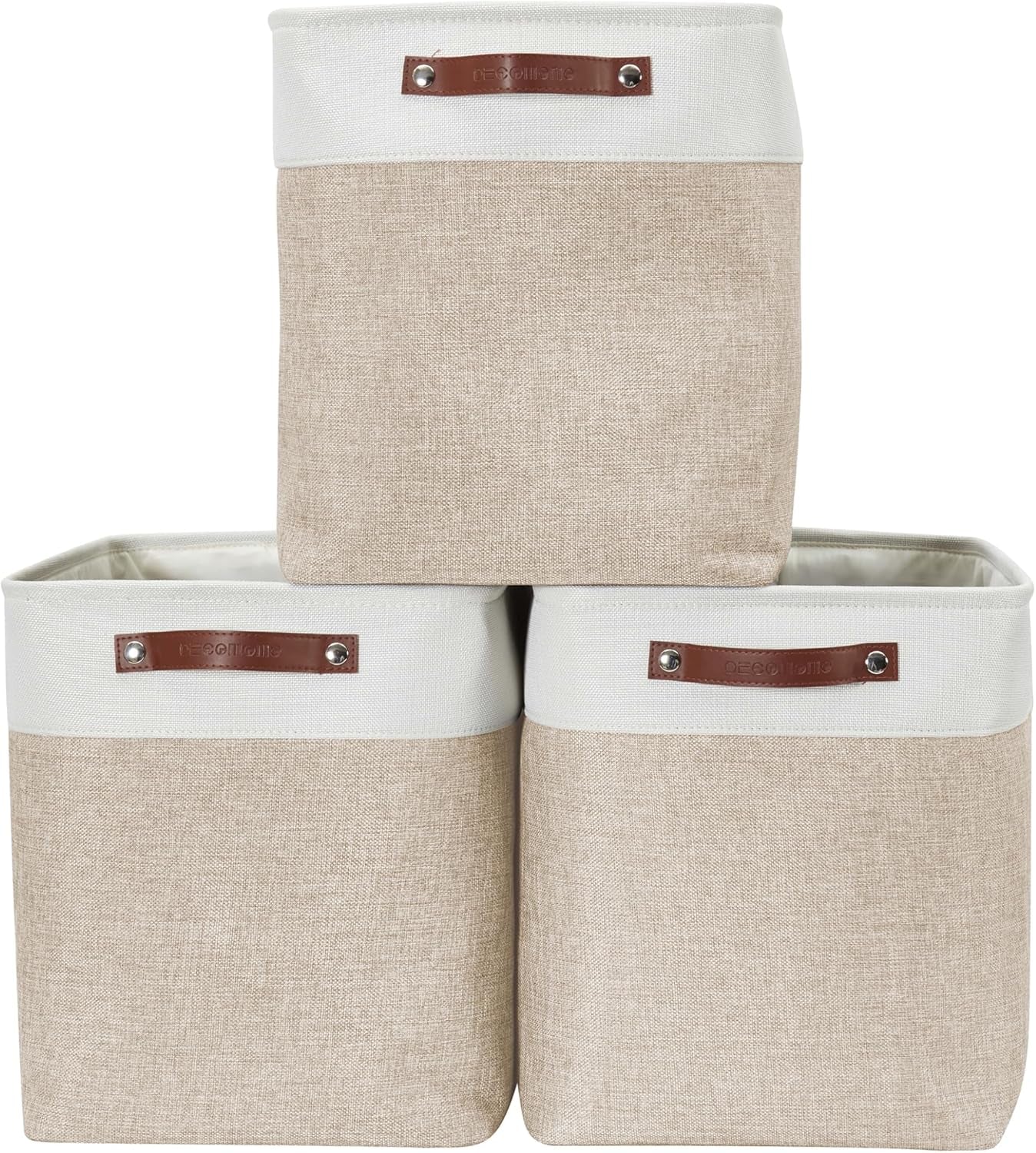 DECOMOMO Storage Bins, Large Fabric Storage Baskets for Shelves, Decorative Linen Closet Organizer, 15 X 11 X 9.5 Inches (Grey & White, 4 Pack)