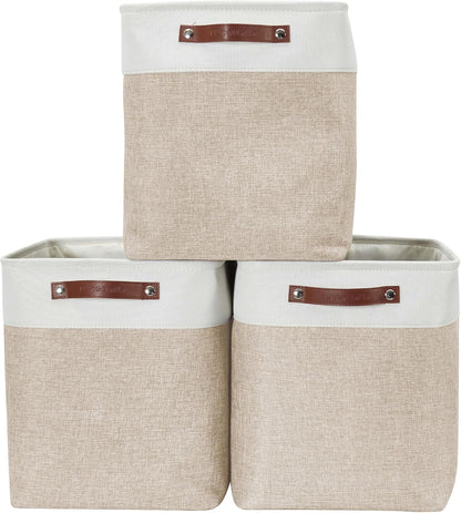 DECOMOMO Storage Bins, Large Fabric Storage Baskets for Shelves, Decorative Linen Closet Organizer, 15 X 11 X 9.5 Inches (Grey & White, 4 Pack)