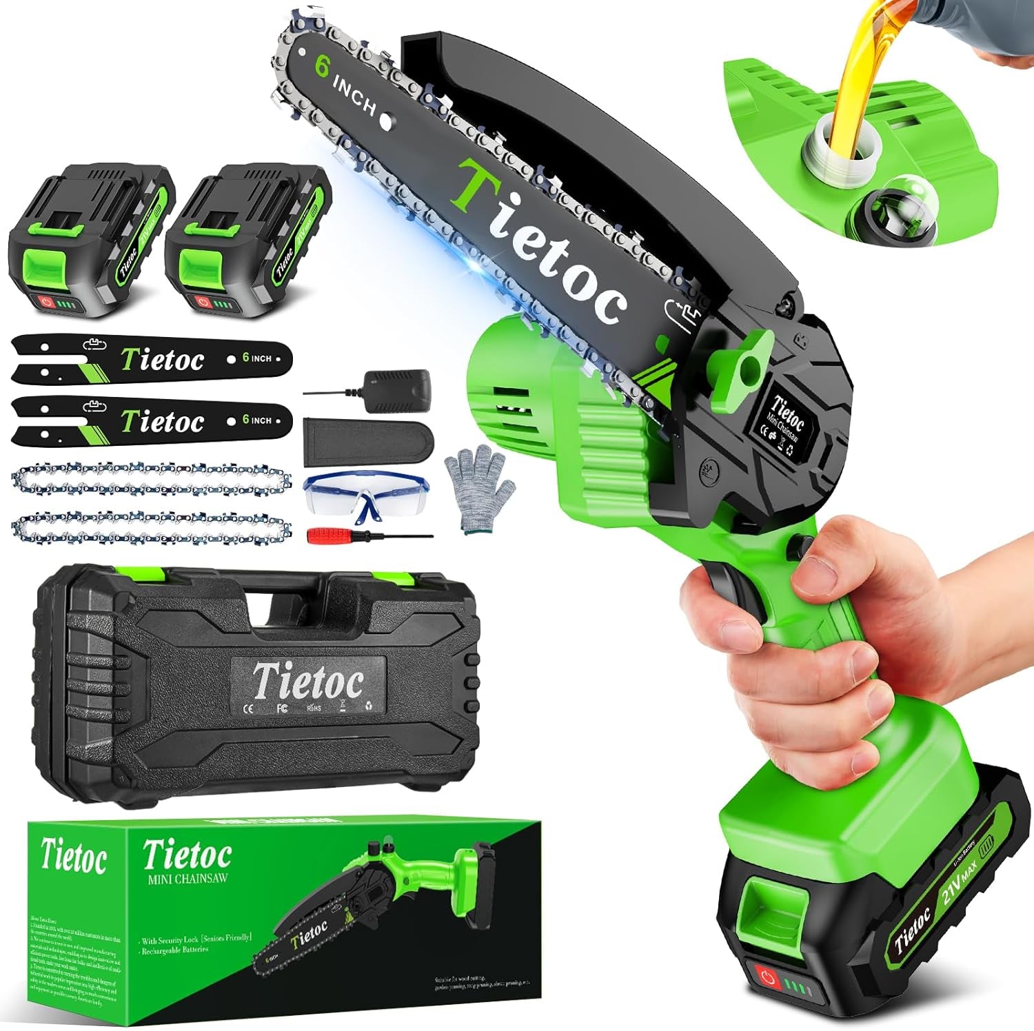 6 Inch Mini Electric Chainsaw Cordless Battery Powered, Hand Held Saw for Wood/Trees Trimming, Tools for Household and Garden, Chain Saw Gift for Men Dad Husband Fathers Gardener 2026