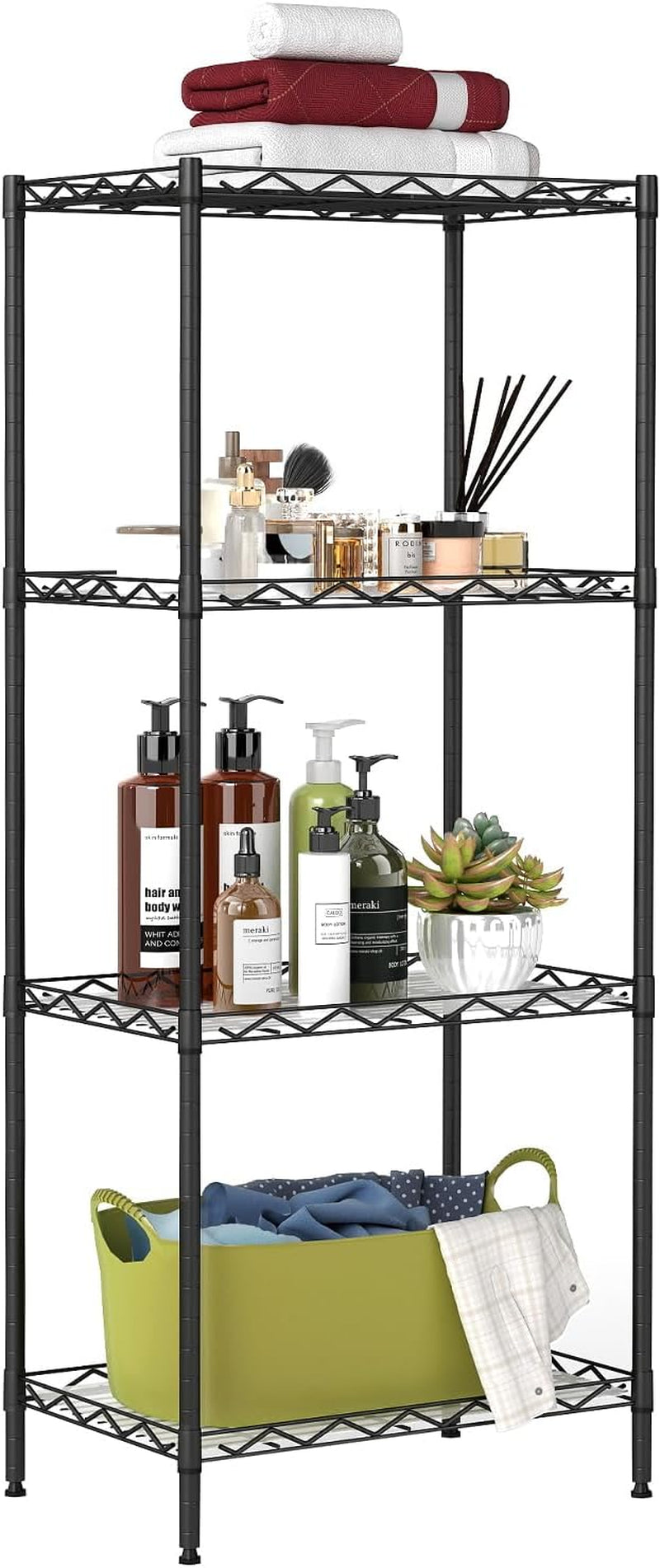 Bestoffice | 6-Tier Wire Storage Shelves with Wheels | 18X48X78 | Chrome | Adjustable Racks | Heavy-Duty Metal Shelf, Holds Upto 600 Lbs | No-Tool Assembly | Ideal for Home & Garage Shelving