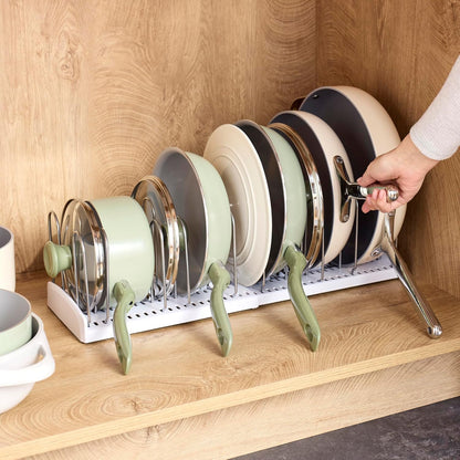 Youcopia Storemore Pan + Lid Rack, Expandable Pot Lid Organizer, Adjustable