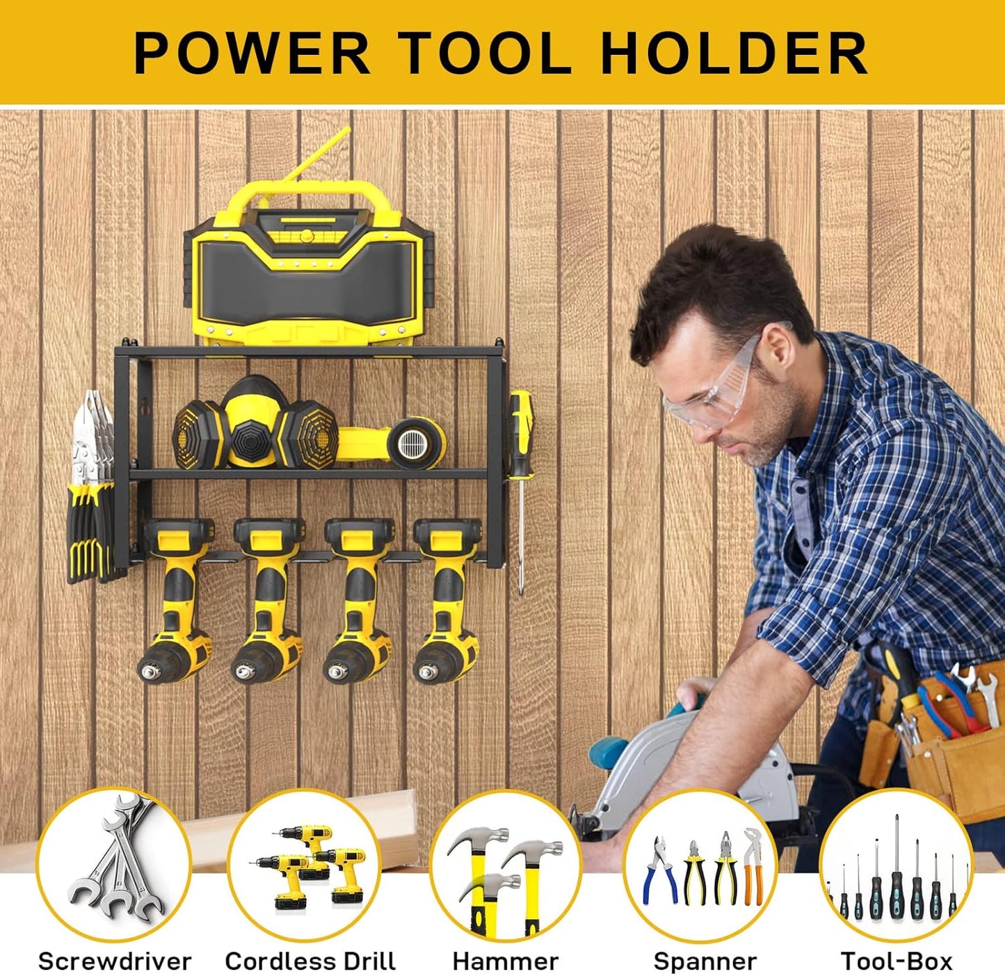 Power Tool Organizer- Power Drill Tool Holder- Heavy Duty Tool Shelf & 1 Pack 3