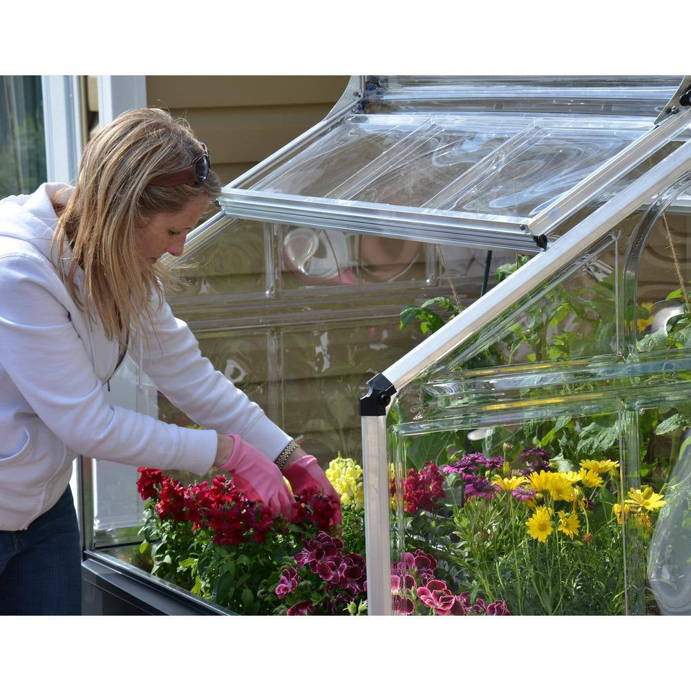Plant Inn 4 Ft. X 4 Ft. Gray/Clear Raised Bed Polycarbonate DIY Greenhouse Kit