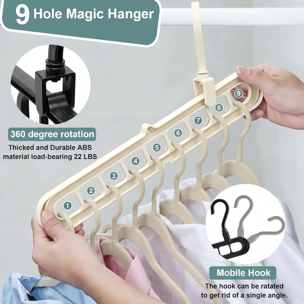 Pack of 6 Multifunctional Organizer Magic Space Saving Hangers with 9 Holes Storage Organization for Wardrobe Closet