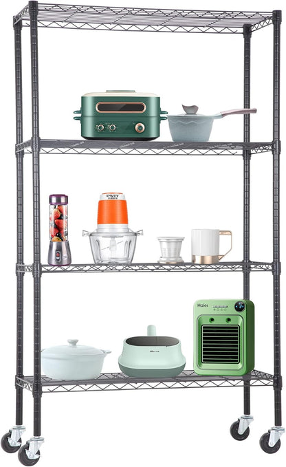 Bestoffice | 6-Tier Wire Storage Shelves with Wheels | 18X48X78 | Chrome | Adjustable Racks | Heavy-Duty Metal Shelf, Holds Upto 600 Lbs | No-Tool Assembly | Ideal for Home & Garage Shelving