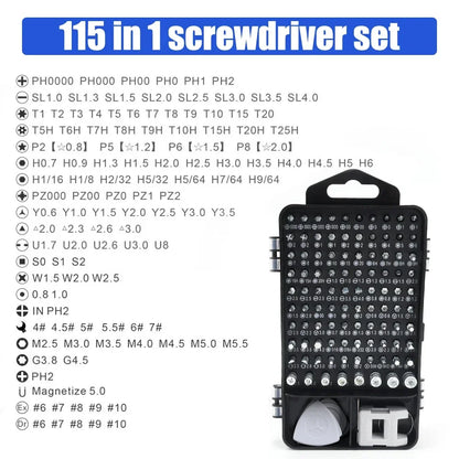 115 in 1 Multifunctional Precision Screwdriver Repair Tool Sets Magnetic Phillips Torx Screw Driver Bits for Iphone Watch Glass