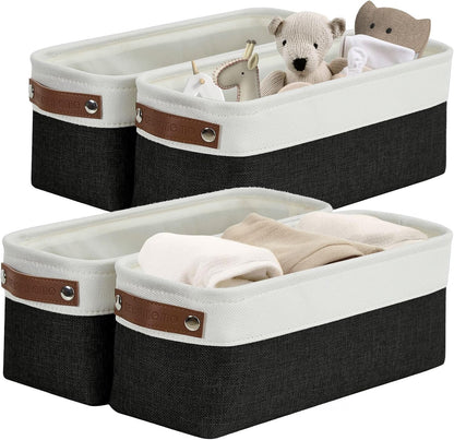 DECOMOMO Storage Bins, Large Fabric Storage Baskets for Shelves, Decorative Linen Closet Organizer, 15 X 11 X 9.5 Inches (Grey & White, 4 Pack)